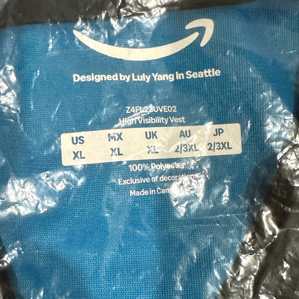 New Amazon Worker High Velocity Vest Uniform Blue Reflective Size XL Sealed - Picture 3 of 4